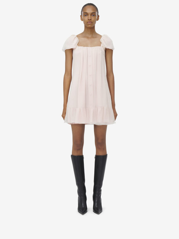 ALEXANDER MCQUEEN - Silk Creponne Mini Dress - Item 819103QBAC30986